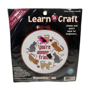 Dimensions Counted Cross Stitch Kit Among Friends Cats #72663 Learn a Craft NEW